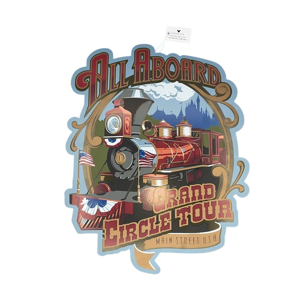 Disney Railroad Mickey Grand Circle Tour Main Street USA Metal Sign Rare Collect
